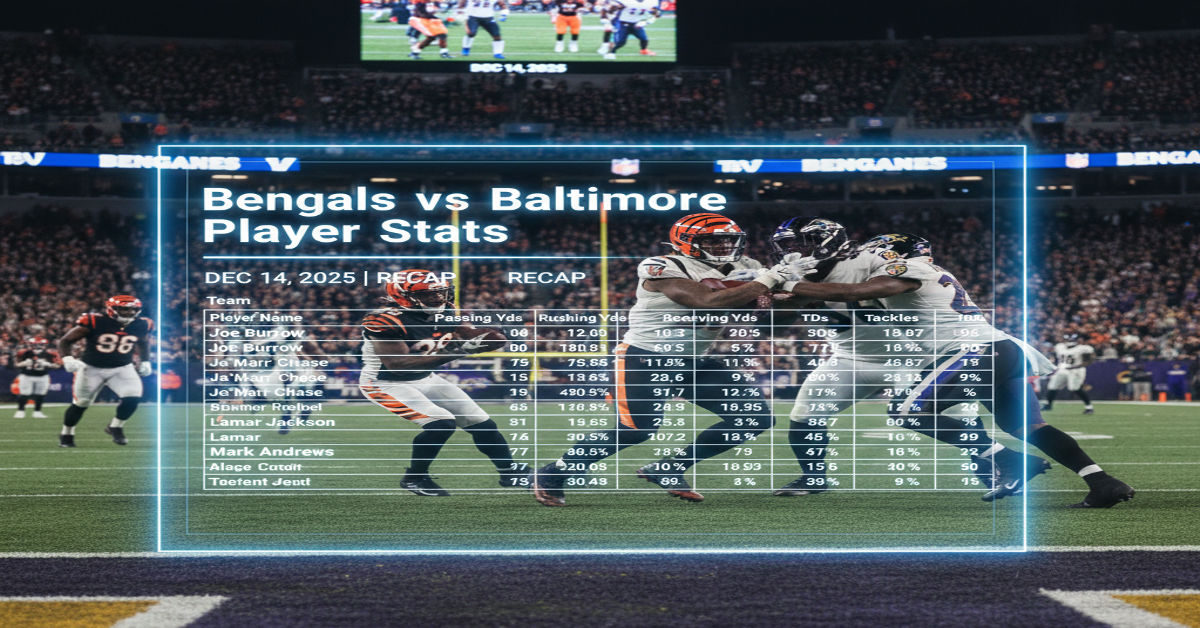 Bengals vs Baltimore Ravens Match Player Stats